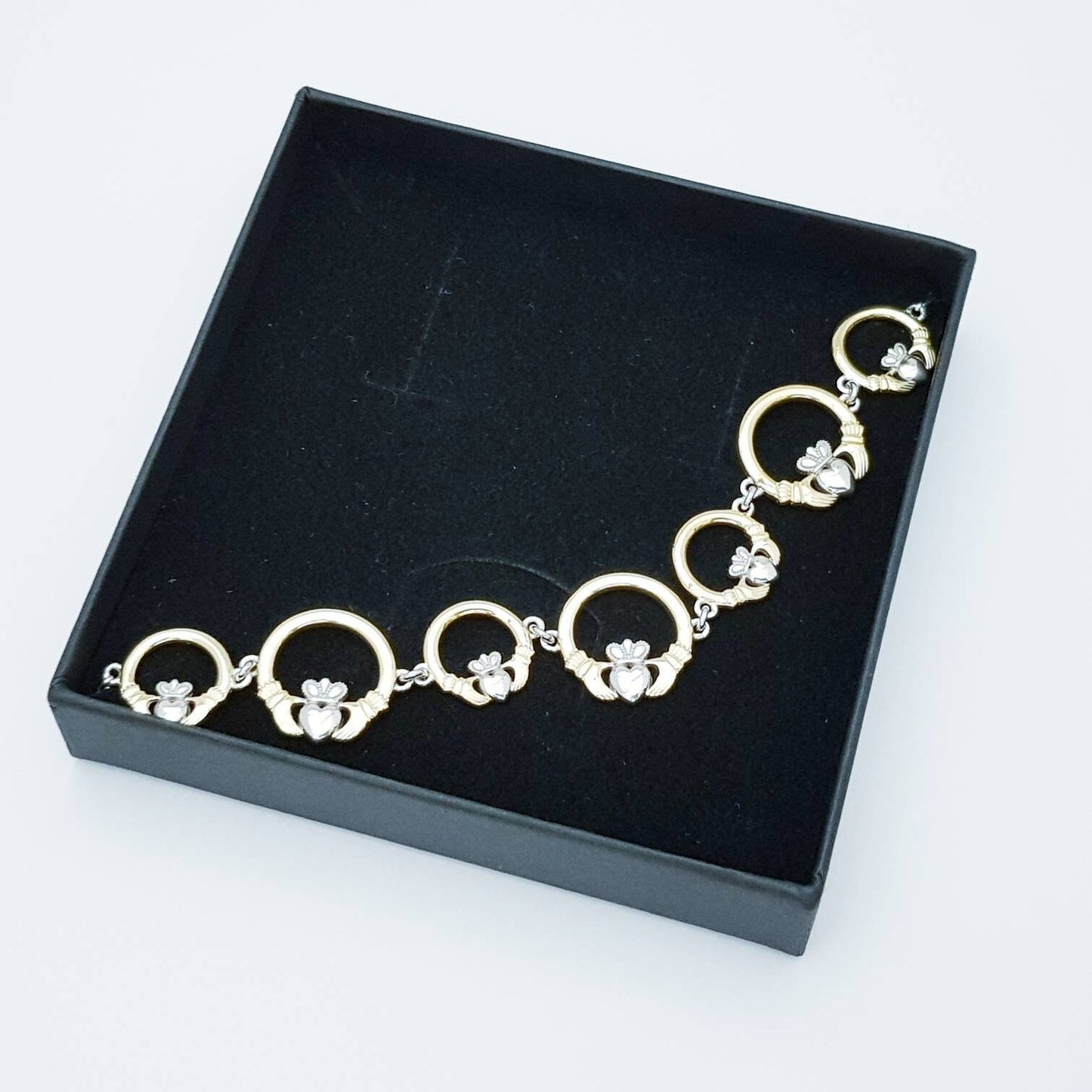 Claddagh bracelet, small claddagh bracelet, silver and gold claddagh bracelet