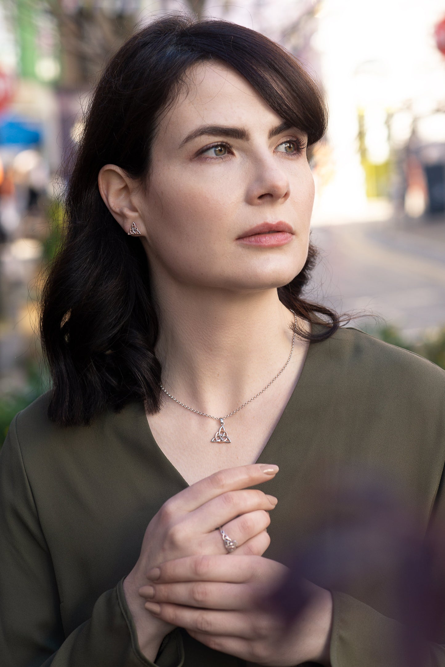 Celtic knot pendant, rose gold plated Celtic triquetra necklace, Celtic jewelry made in Ireland