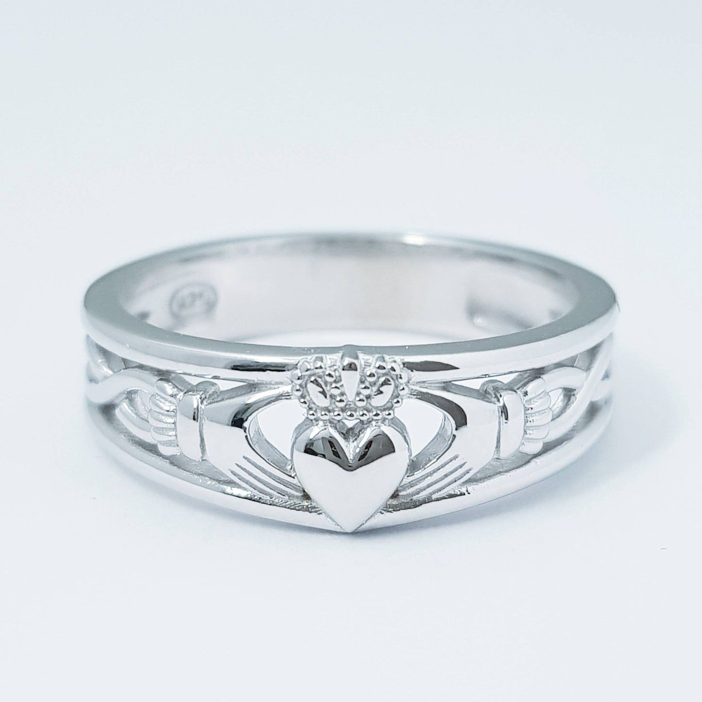 Sterling Silver Claddagh ring, celtic Knot Claddagh Ring, Irish claddagh band