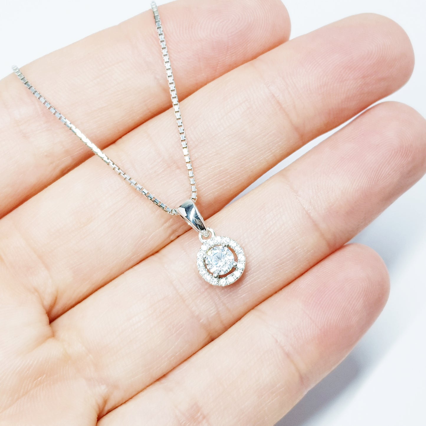 Delicate small round sterling silver necklace