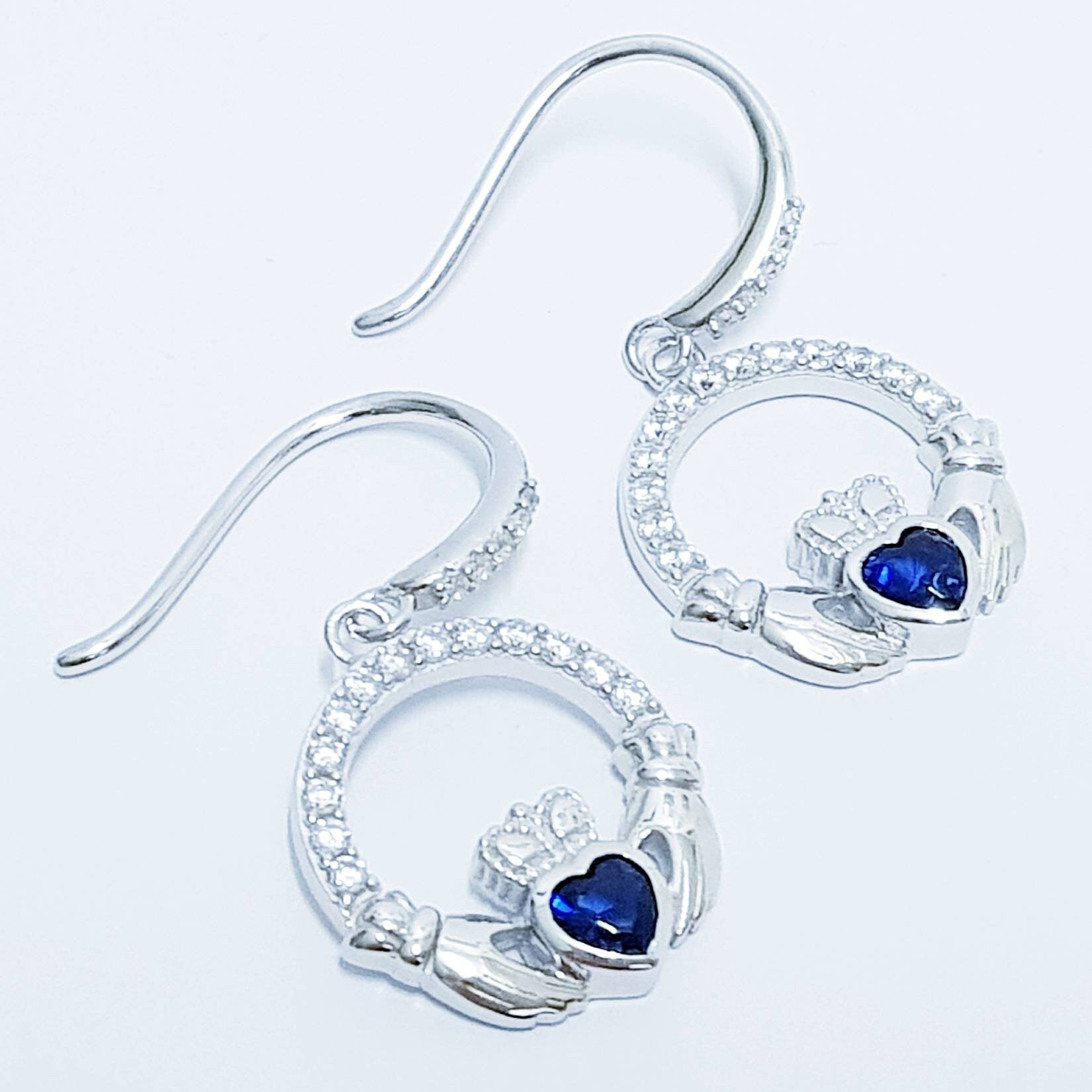 Claddagh Earrings, Silver Claddagh Earrings, Claddagh drop Earrings