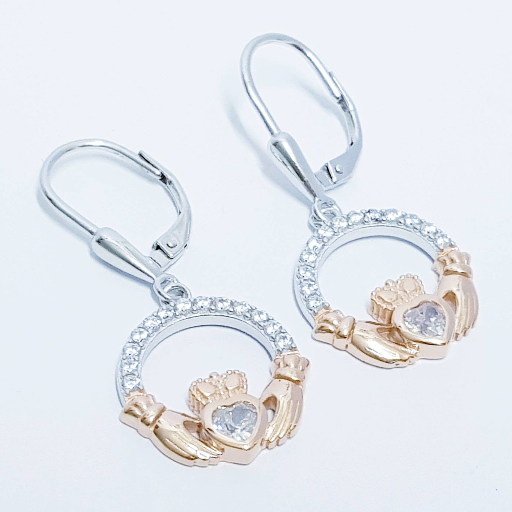 Claddagh Earrings, Silver Claddagh Earrings, Claddagh drop Earrings