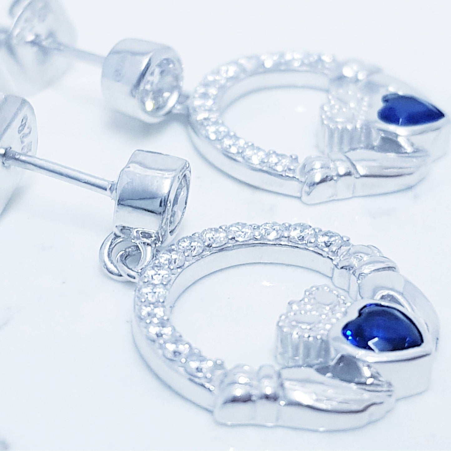 Claddagh Earrings, Silver Claddagh Earrings, Claddagh drop Earrings