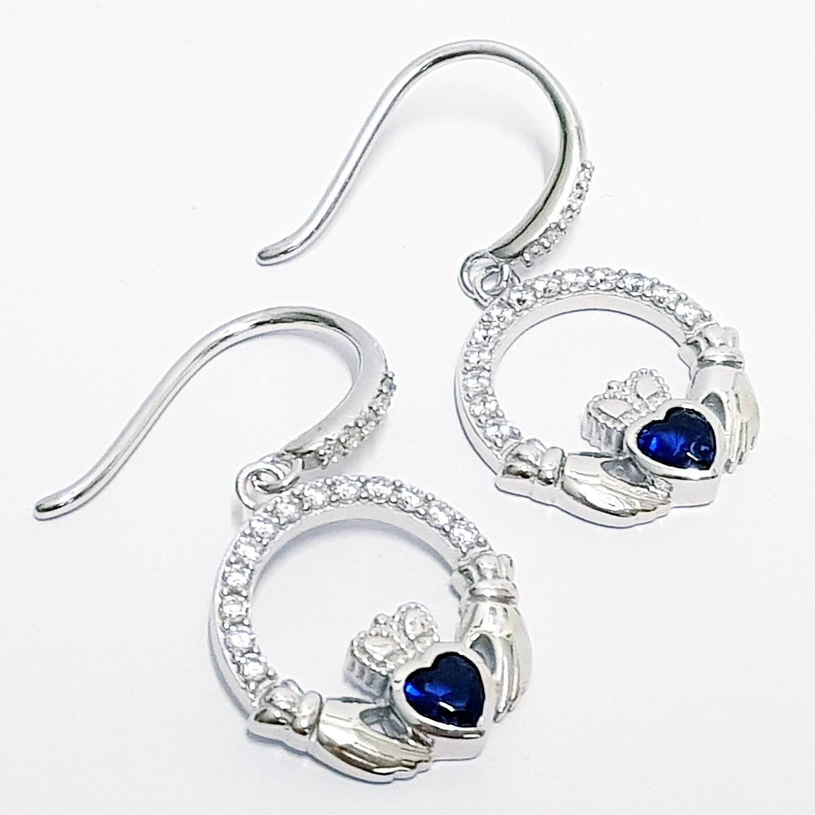 Claddagh Earrings, Silver Claddagh Earrings, Claddagh drop Earrings