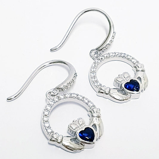 Claddagh Earrings, Silver Claddagh Earrings, Claddagh drop Earrings