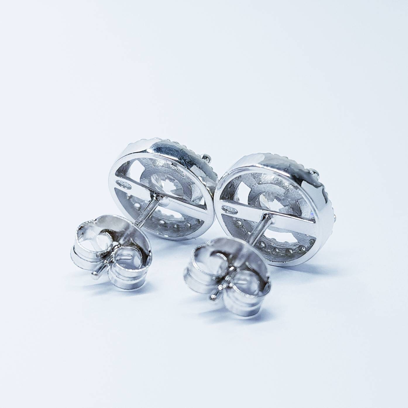 Elegant Halo Earrings, stud earrings, diamond simulant earrings, Sterling Silver earrings, Bridal Earrings, Bridesmaid Gift