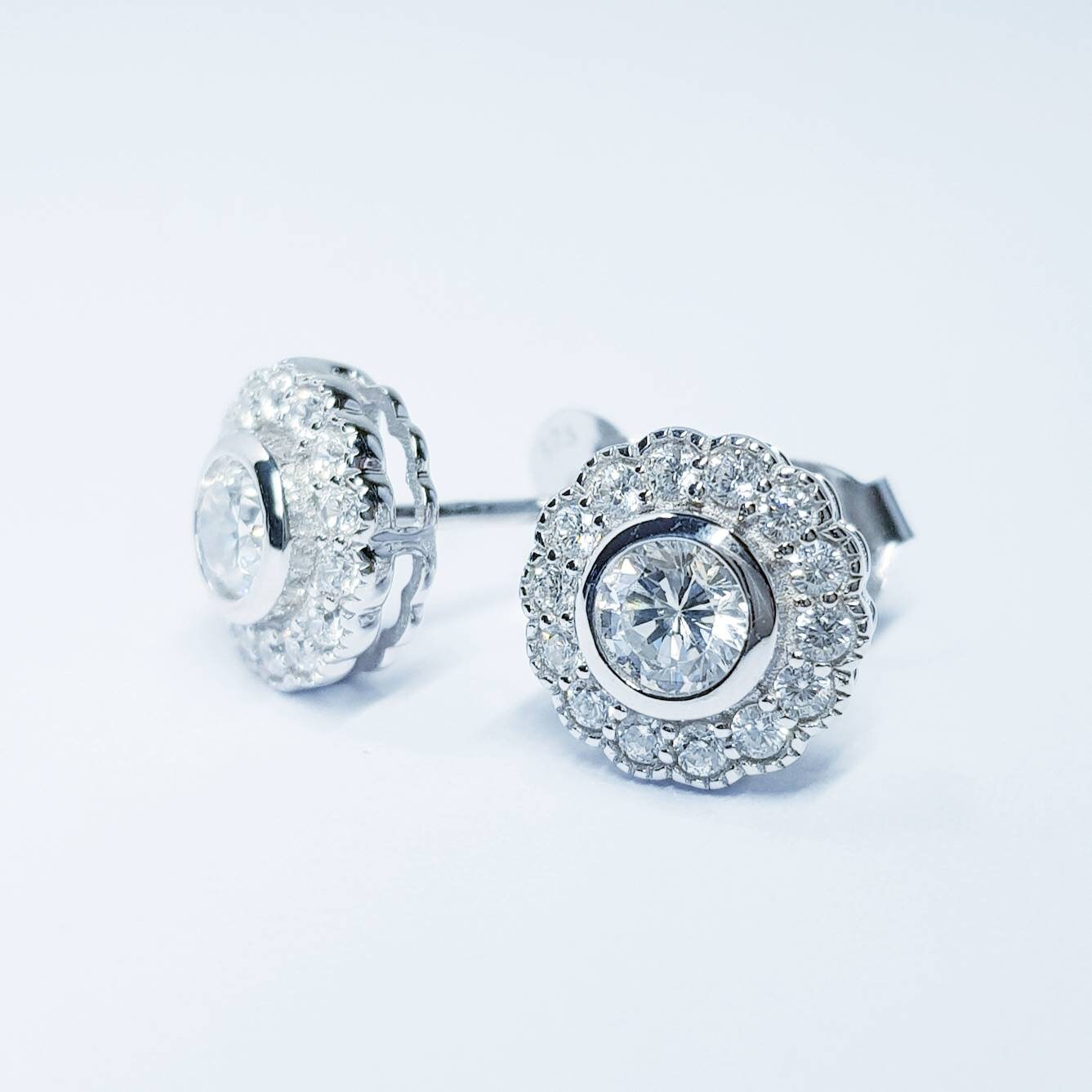 Antique style Halo Earrings, stud earrings, gifts for women, Bridal Jewelry, earrings for women, classic stud earrings