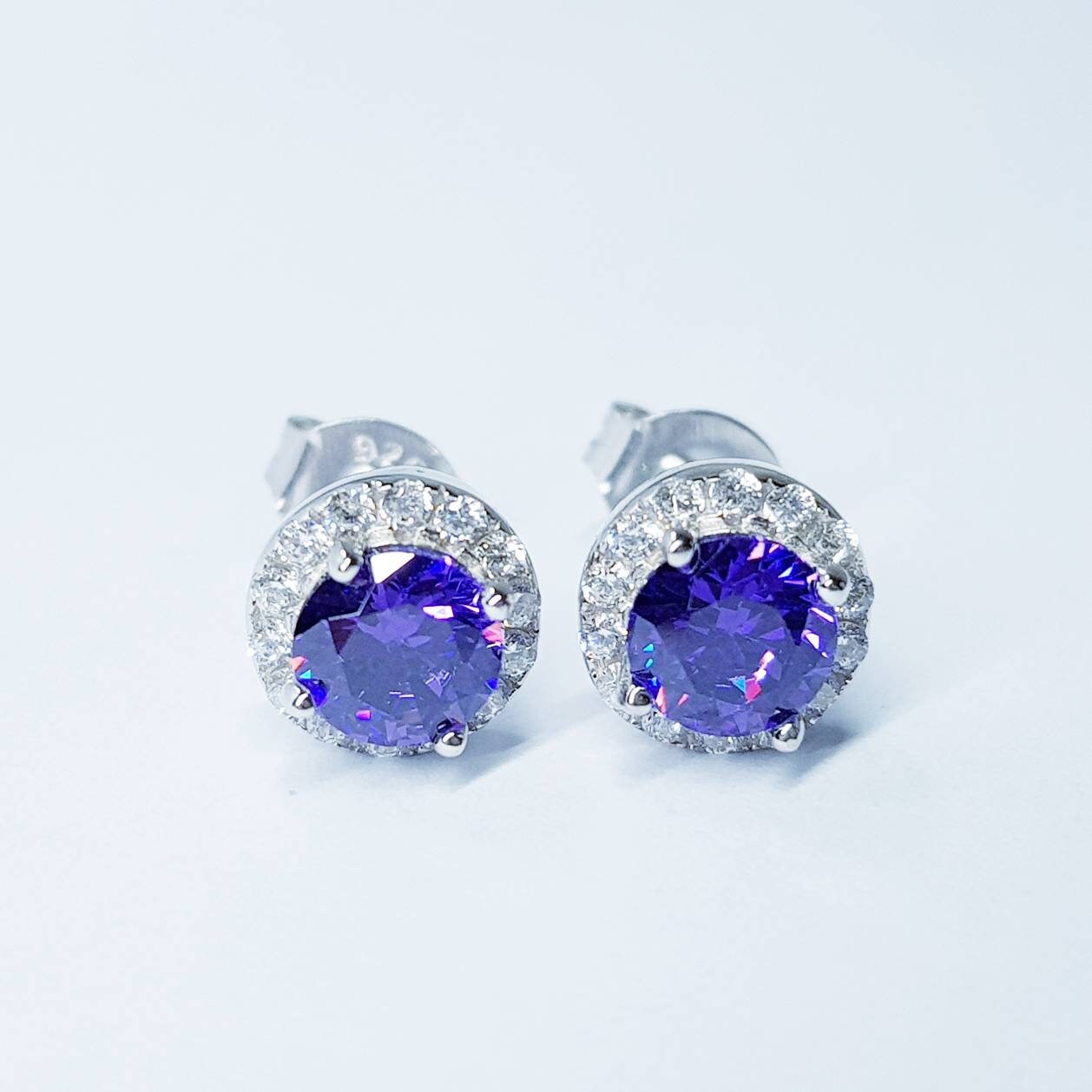 Small Amethyst earrings, stud earrings, birthstone earrings, february earrings, earrings for women, classic stud earrings