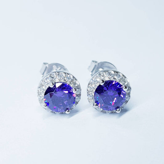 Small Amethyst earrings, stud earrings, birthstone earrings, february earrings, earrings for women, classic stud earrings
