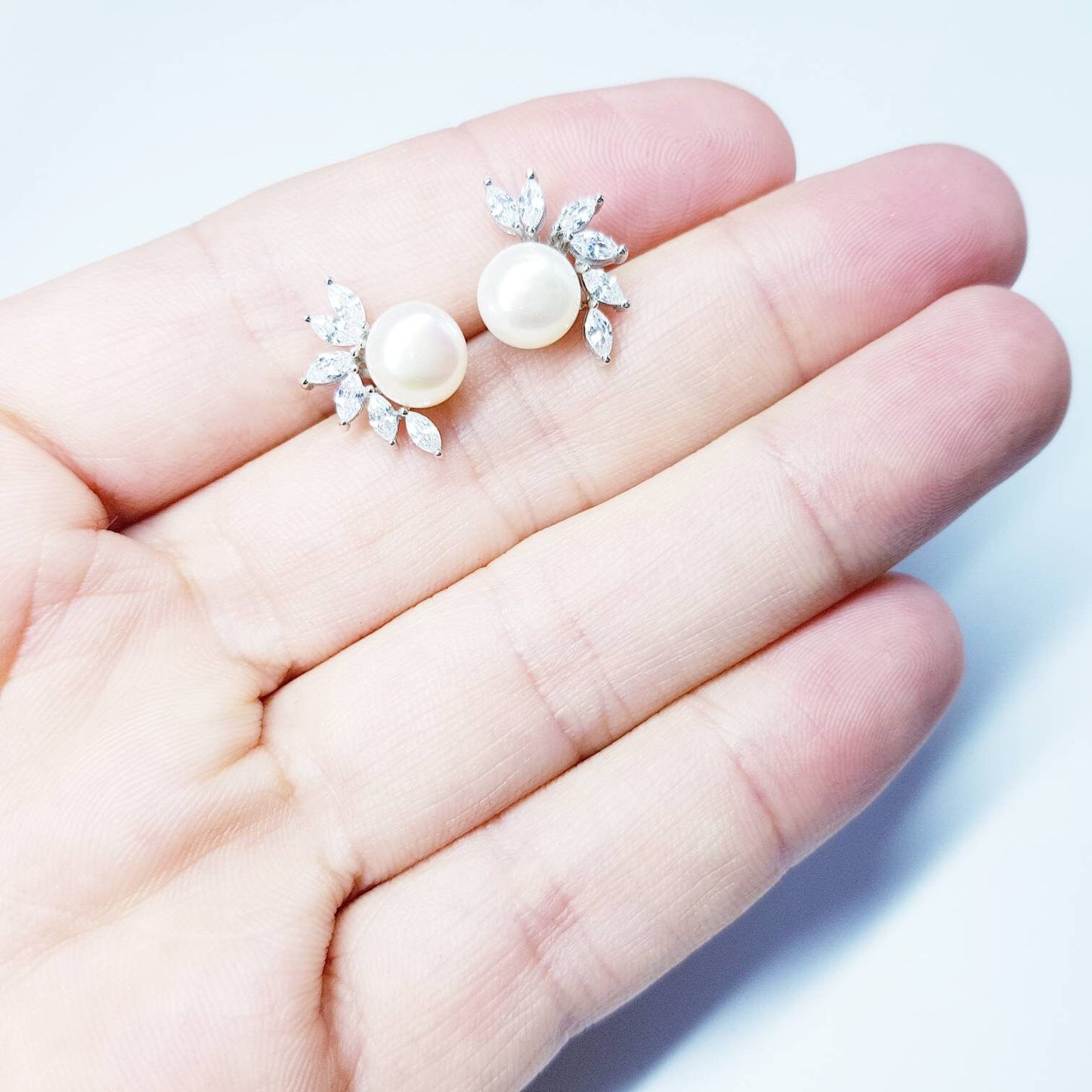 Pearl stud earrings, classic earrings, antique pearl earrings, vintage earrings, marquis earrings, earrings for women