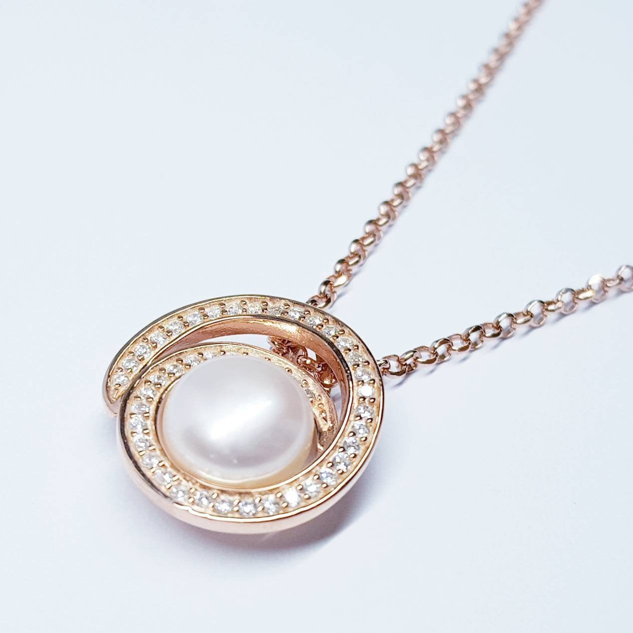 Rose gold pearl Pendant, Sterling silver pearl Pendant, Classic Jewelry, Real Pearl necklace, Elegant Pendant