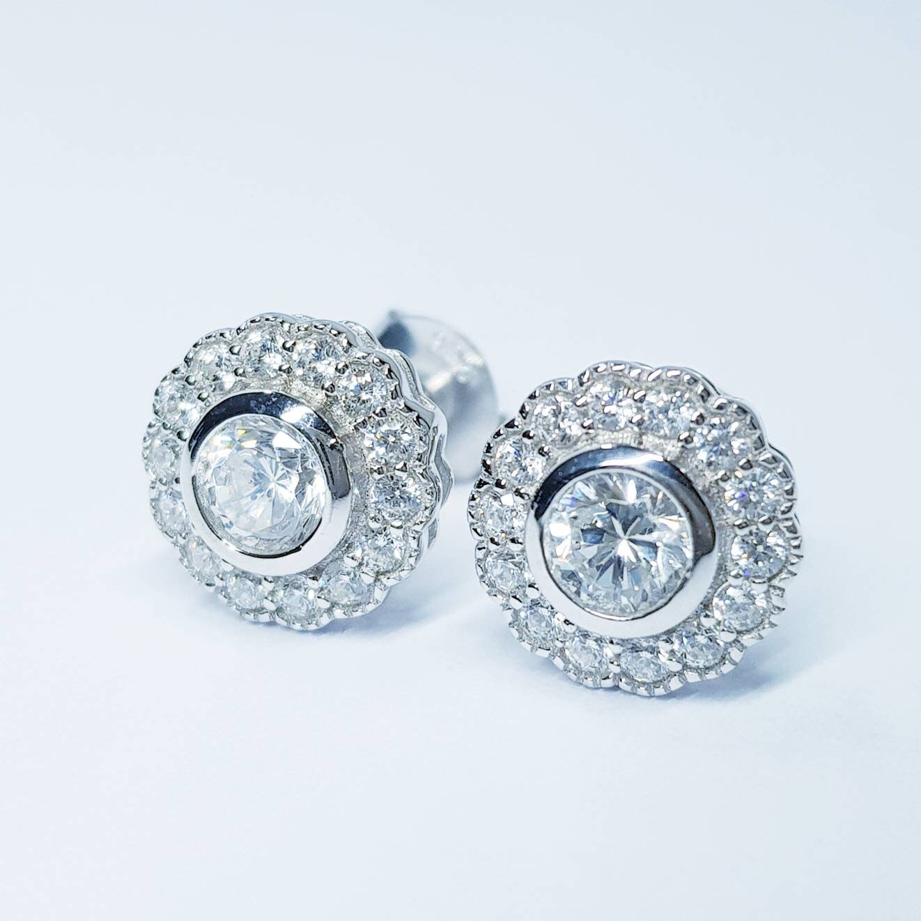 Antique style Halo Earrings, stud earrings, gifts for women, Bridal Jewelry, earrings for women, classic stud earrings