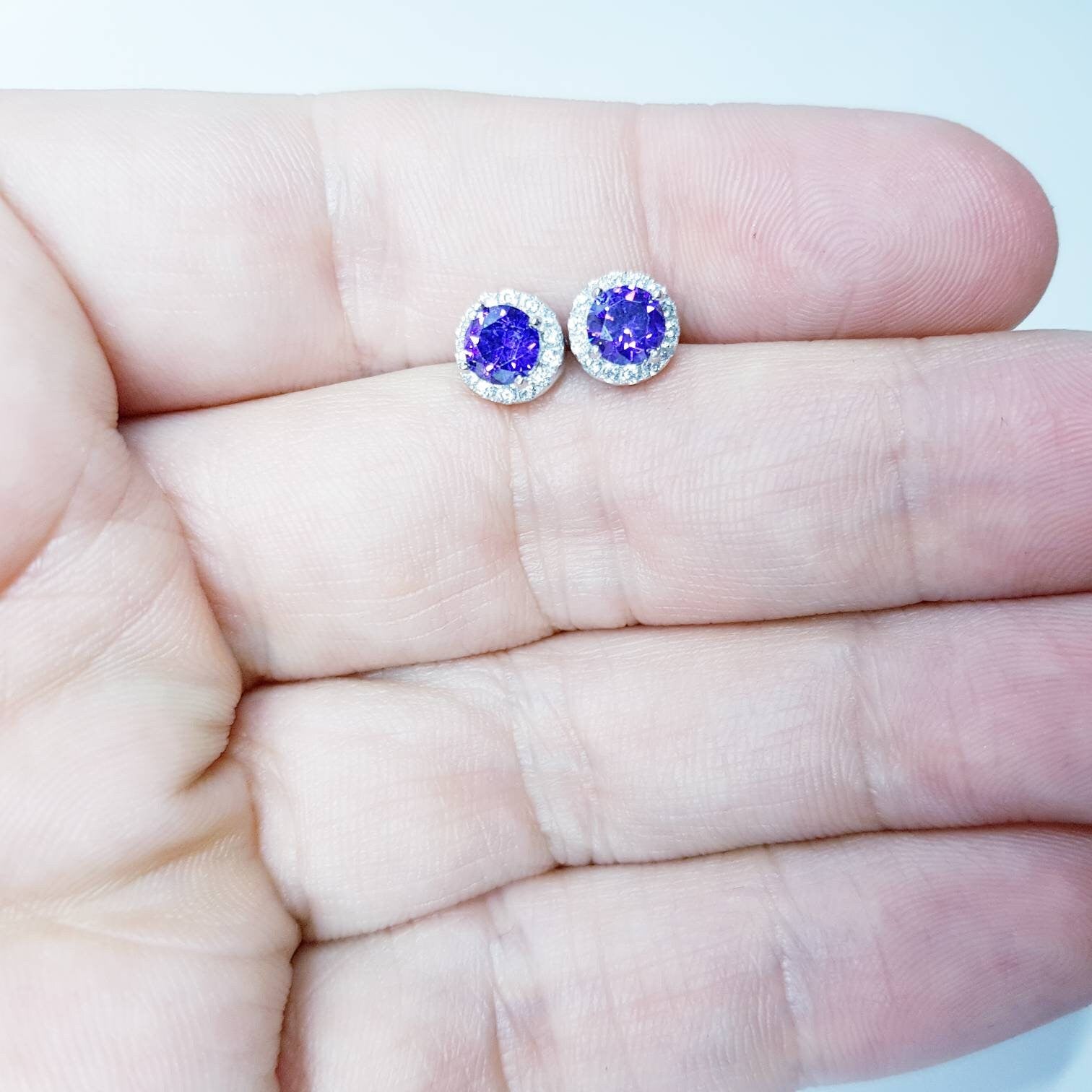 Small Amethyst earrings, stud earrings, birthstone earrings, february earrings, earrings for women, classic stud earrings