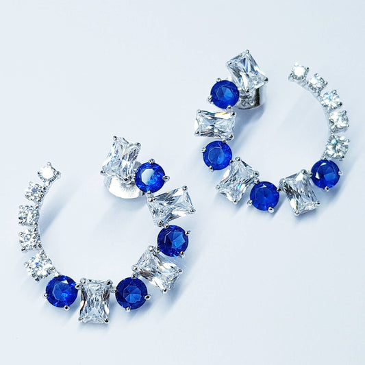 Sapphire blue earrings, stud earrings, birthstone earrings, September earrings, Chic vintage earrings, elegant stud earrings