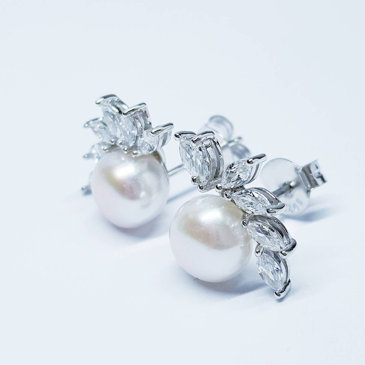 Pearl stud earrings, classic earrings, antique pearl earrings, vintage earrings, marquis earrings, earrings for women