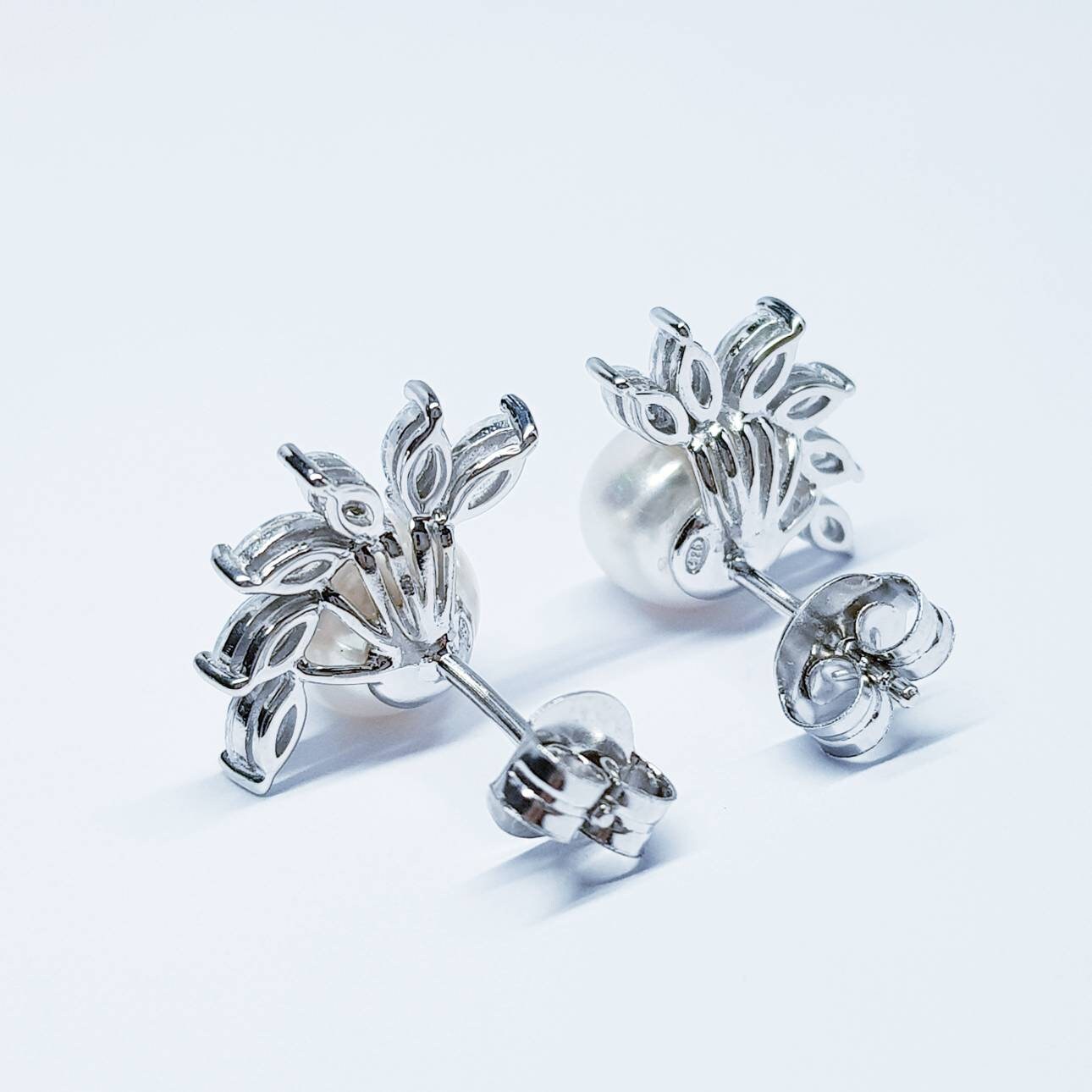 Pearl stud earrings, classic earrings, antique pearl earrings, vintage earrings, marquis earrings, earrings for women