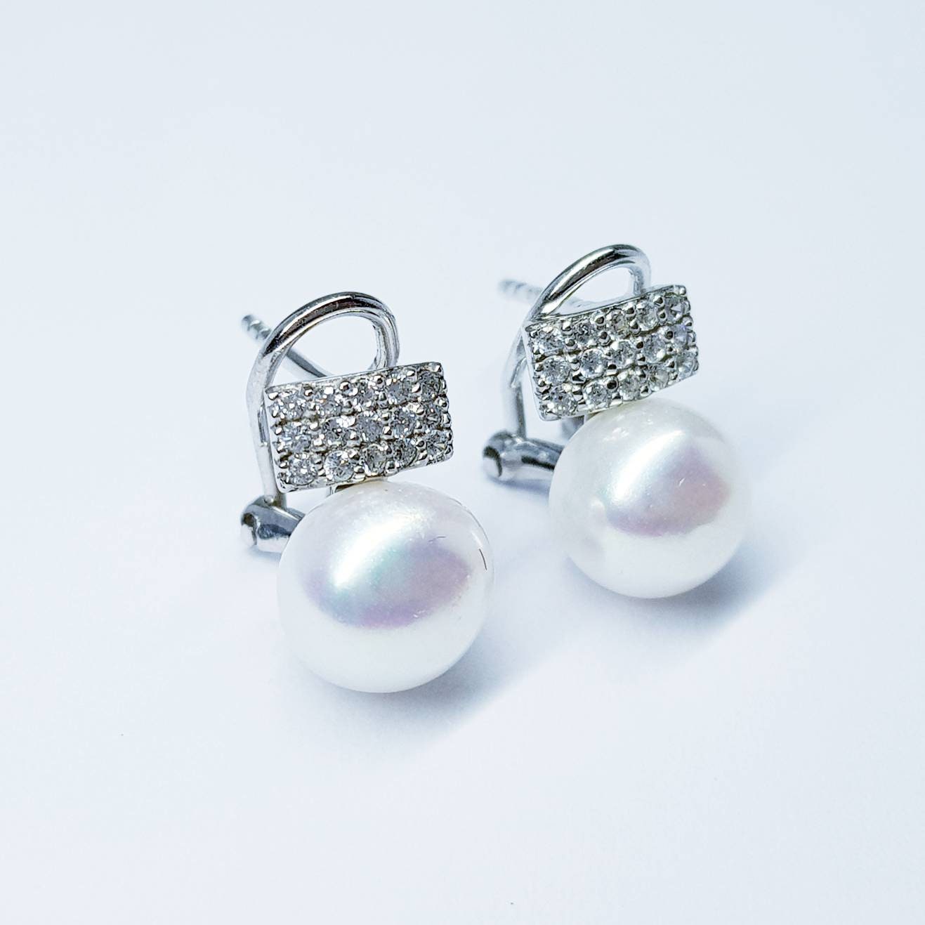 Pearl stud earrings, classic earrings, antique pearl earrings, vintage earrings, latch back  earrings, earrings for women