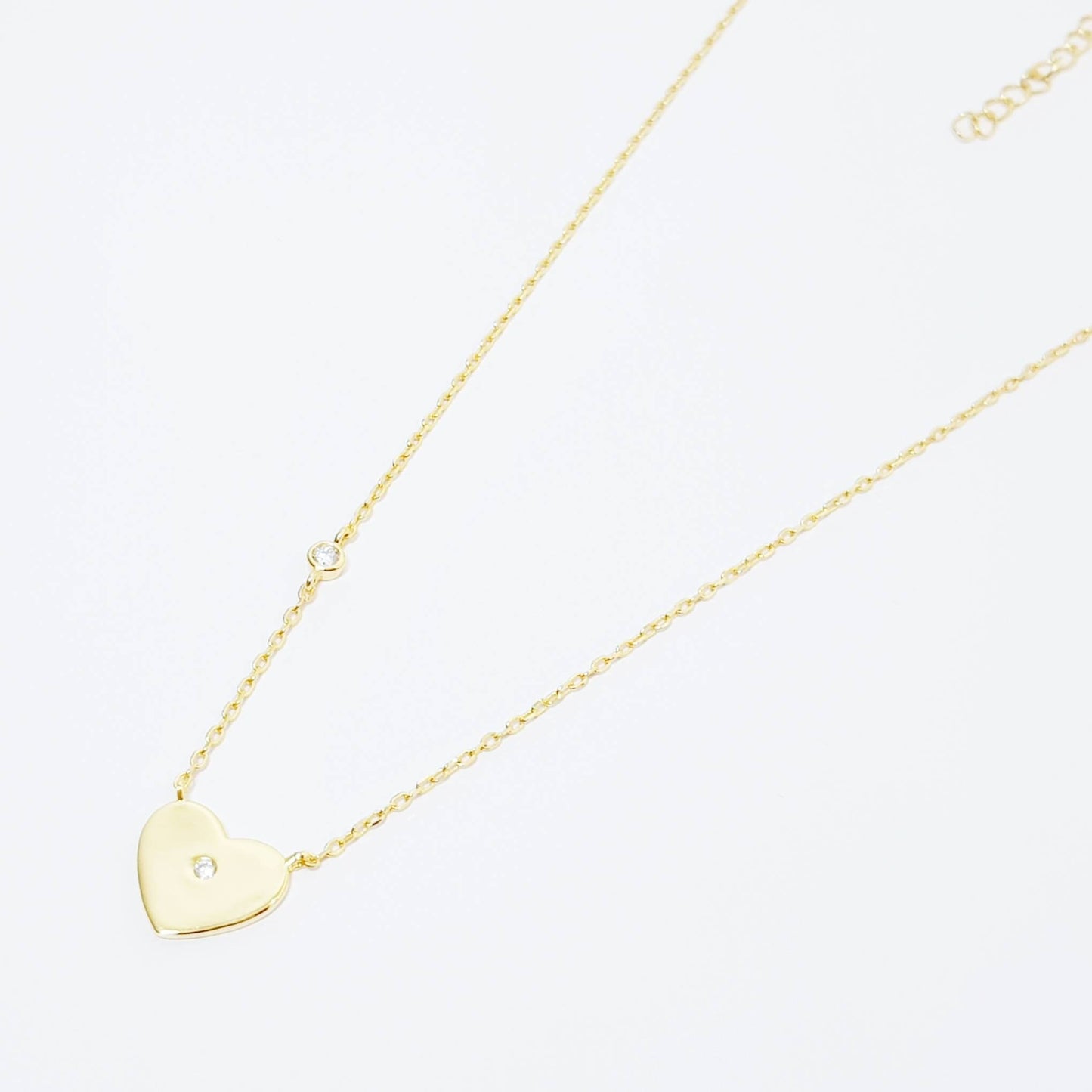 Delicate heart necklace, yellow gold plated love pendant