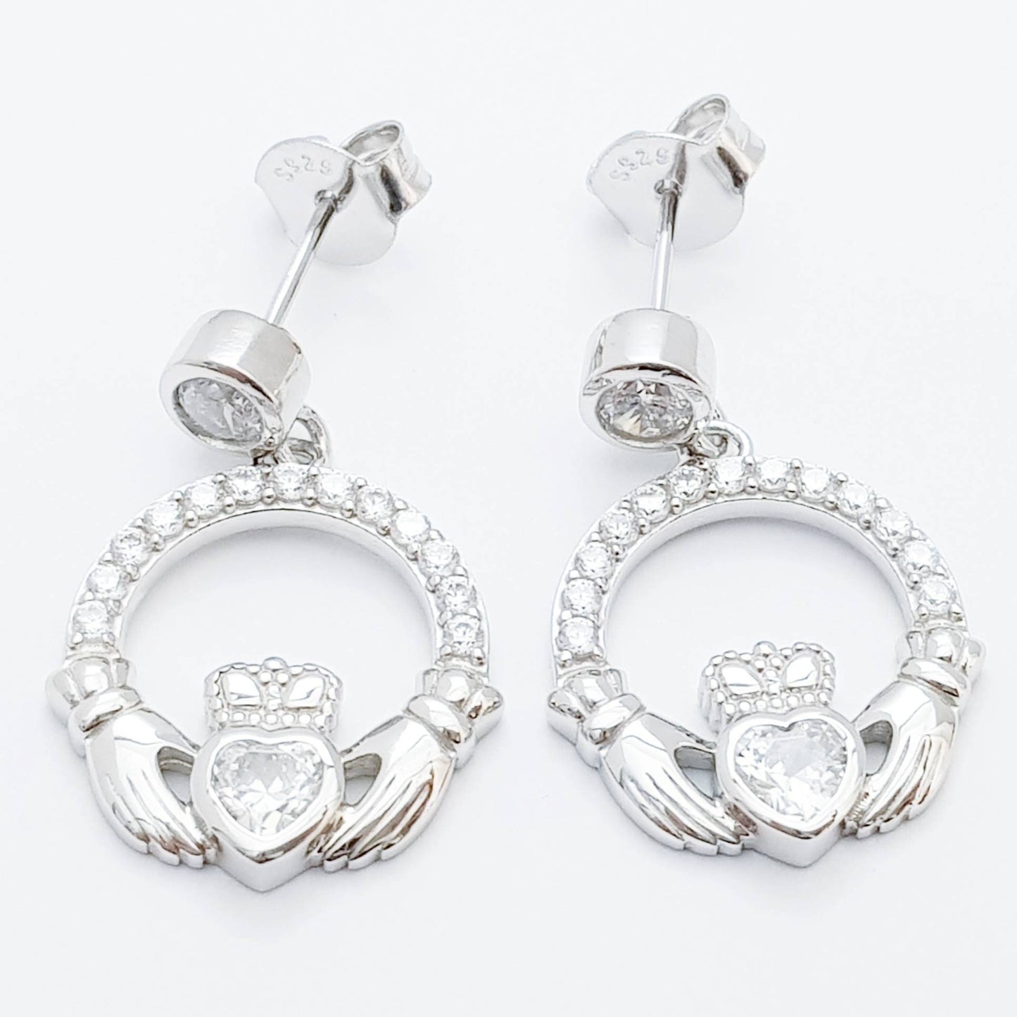 Claddagh Earrings, Silver Claddagh Earrings, Claddagh drop Earrings