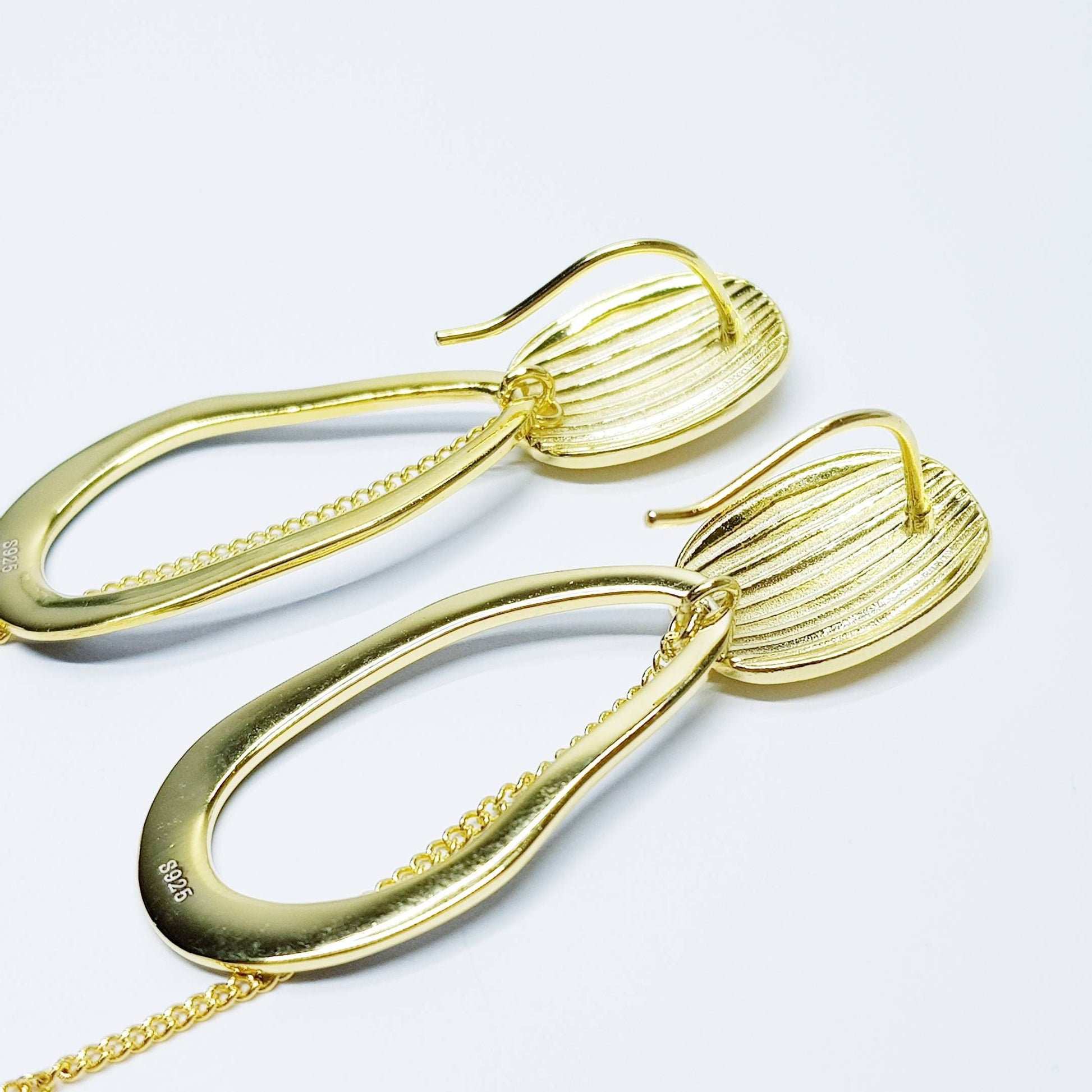 Modern floral inspired dress earrings with black lacquer and freshwater pearls