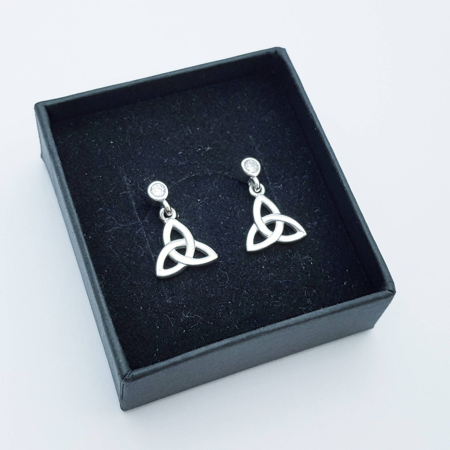 Delicate celtic earrings, triquetra earrings, small celtic drop Earrings