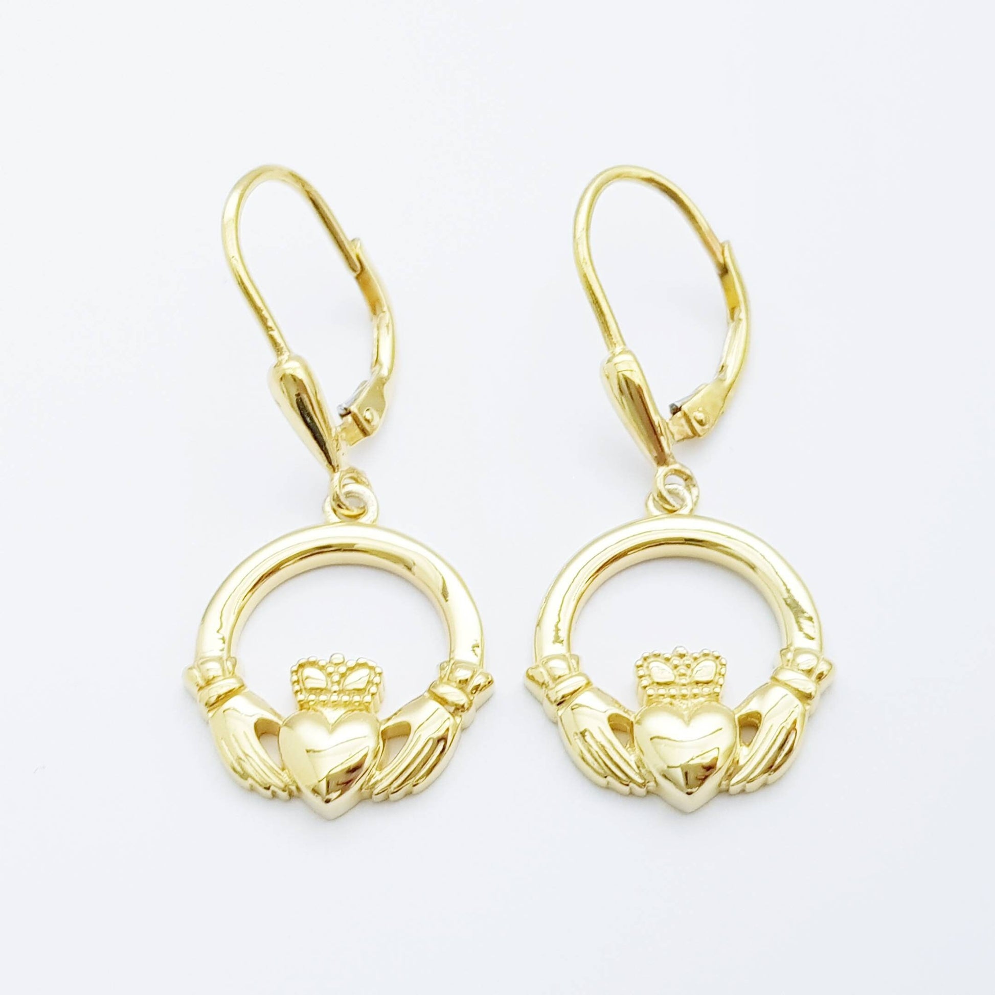 Claddagh Earrings, Silver Claddagh Earrings, Gold Claddagh drop Earrings