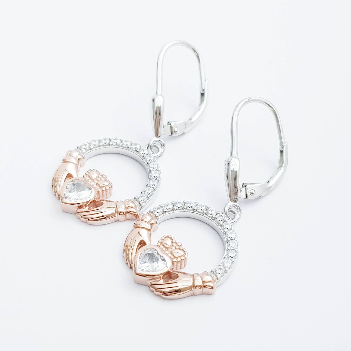 Claddagh Earrings, Silver Claddagh Earrings, Claddagh drop Earrings