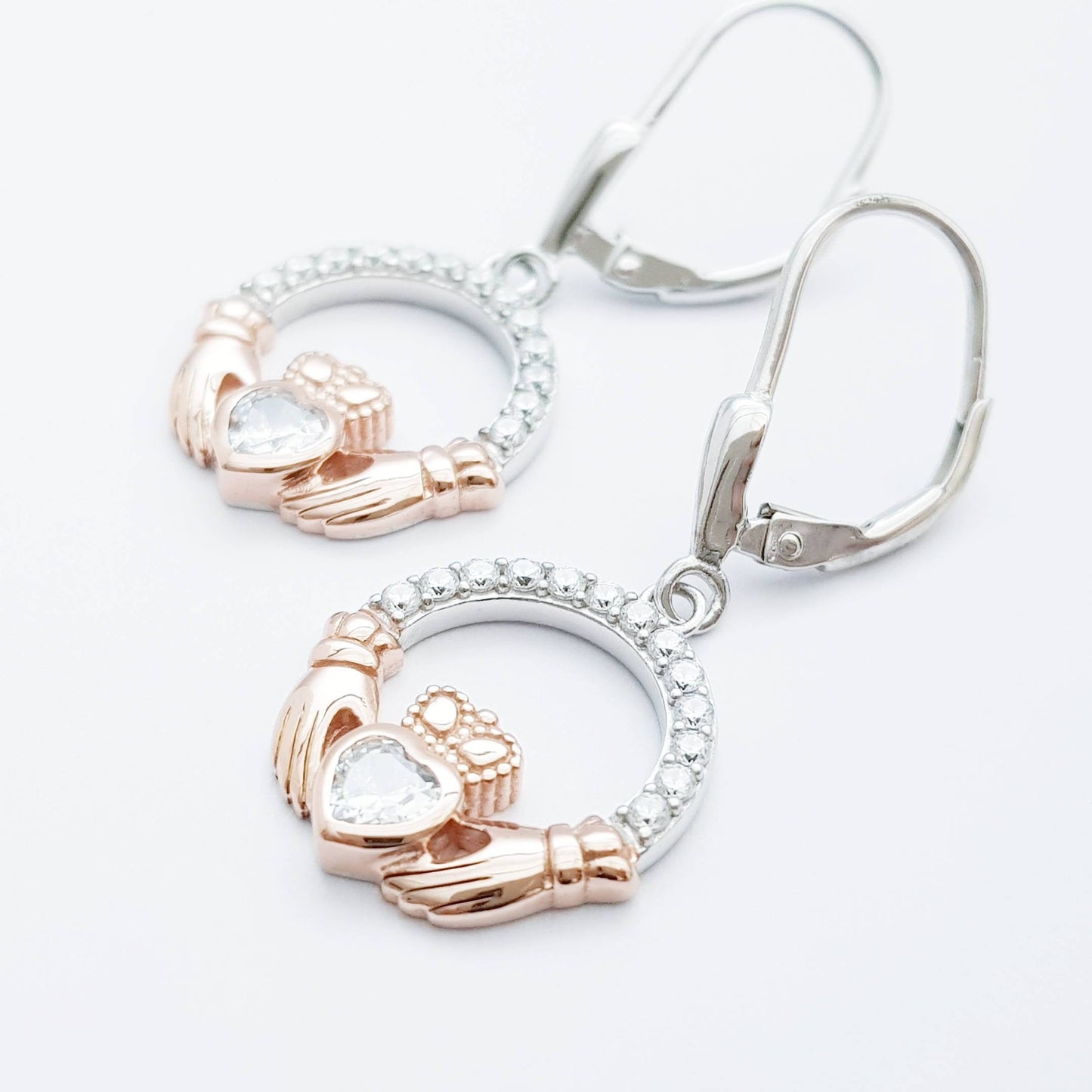 Claddagh Earrings, Silver Claddagh Earrings, Claddagh drop Earrings