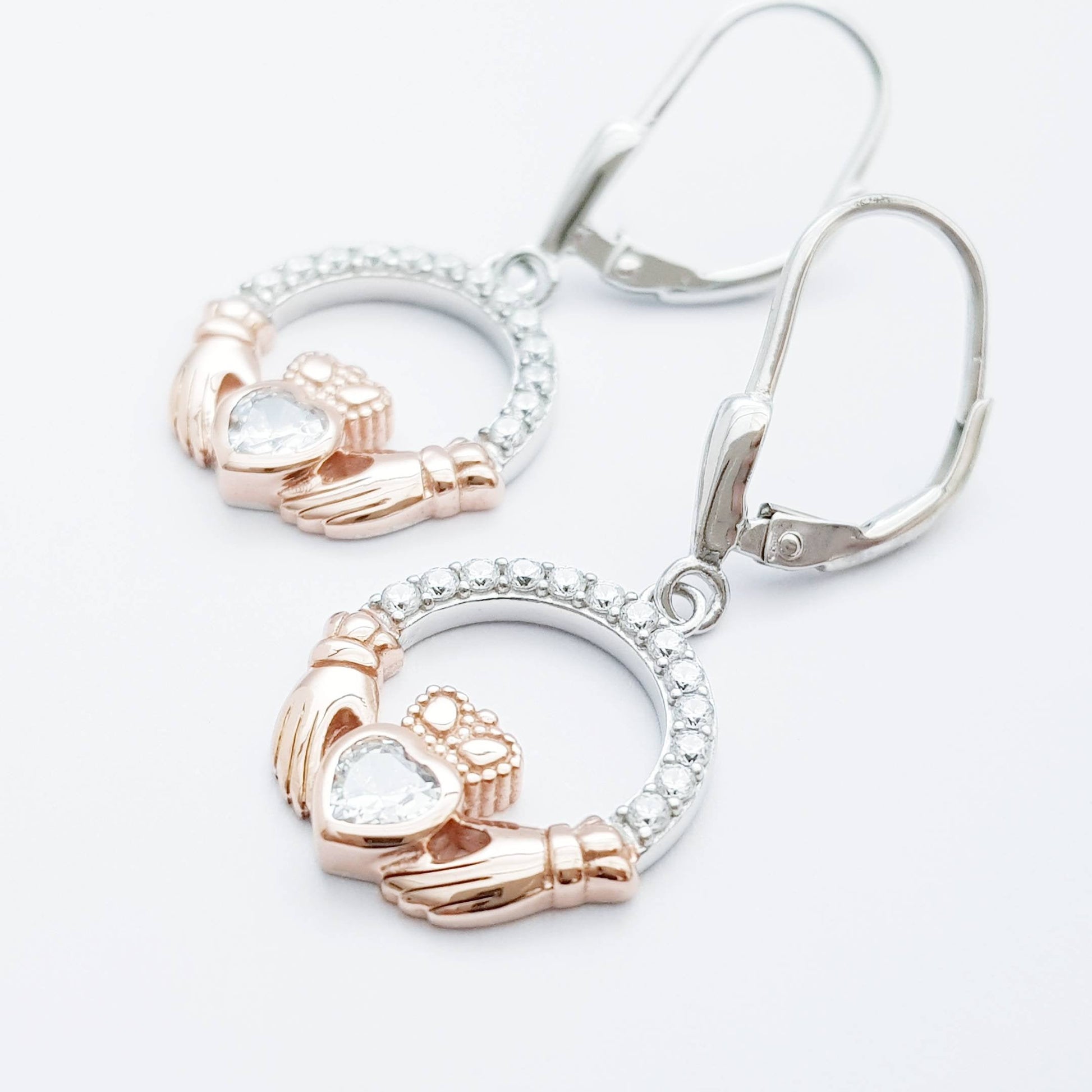 Claddagh Earrings, Silver Claddagh Earrings, Claddagh drop Earrings