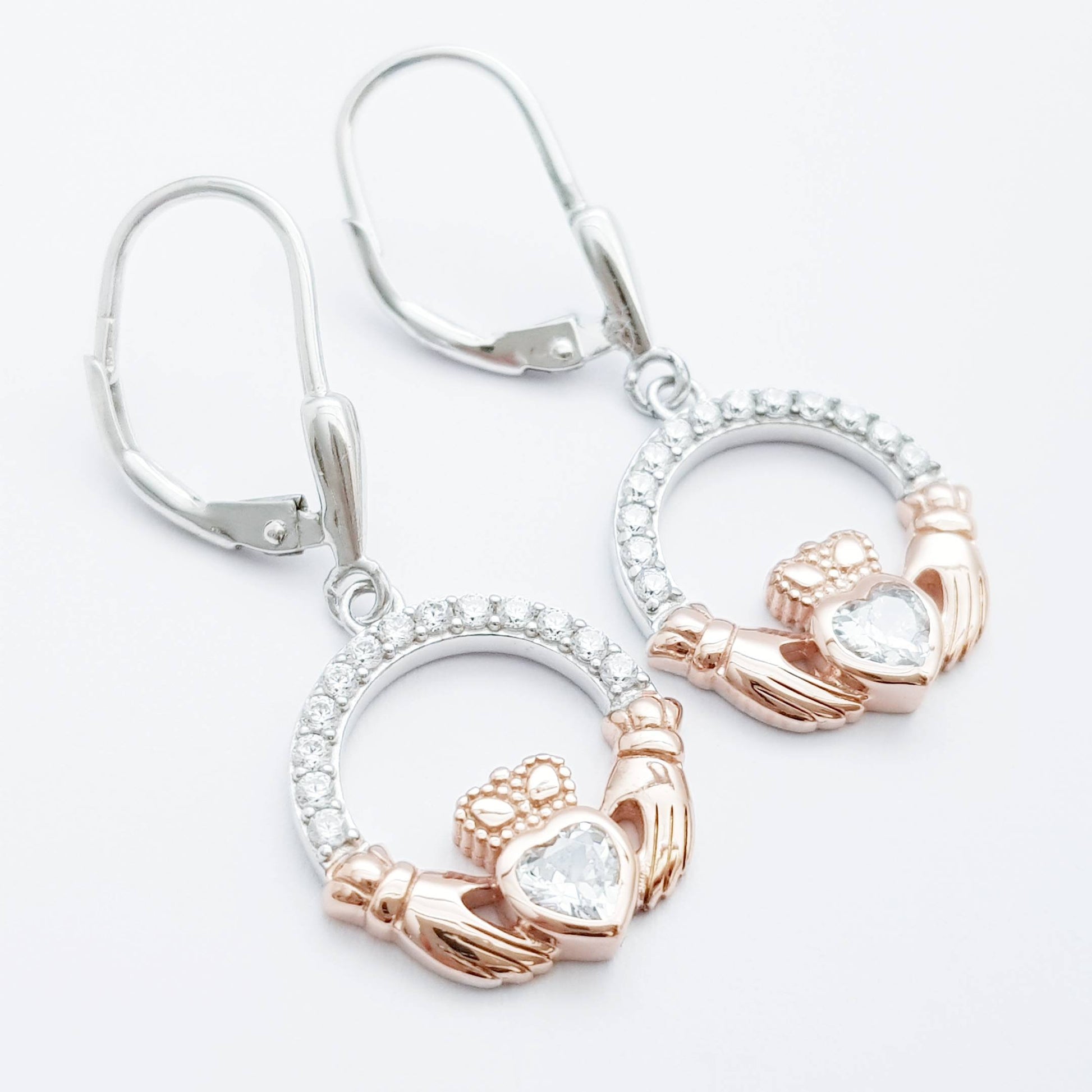 Claddagh Earrings, Silver Claddagh Earrings, Claddagh drop Earrings
