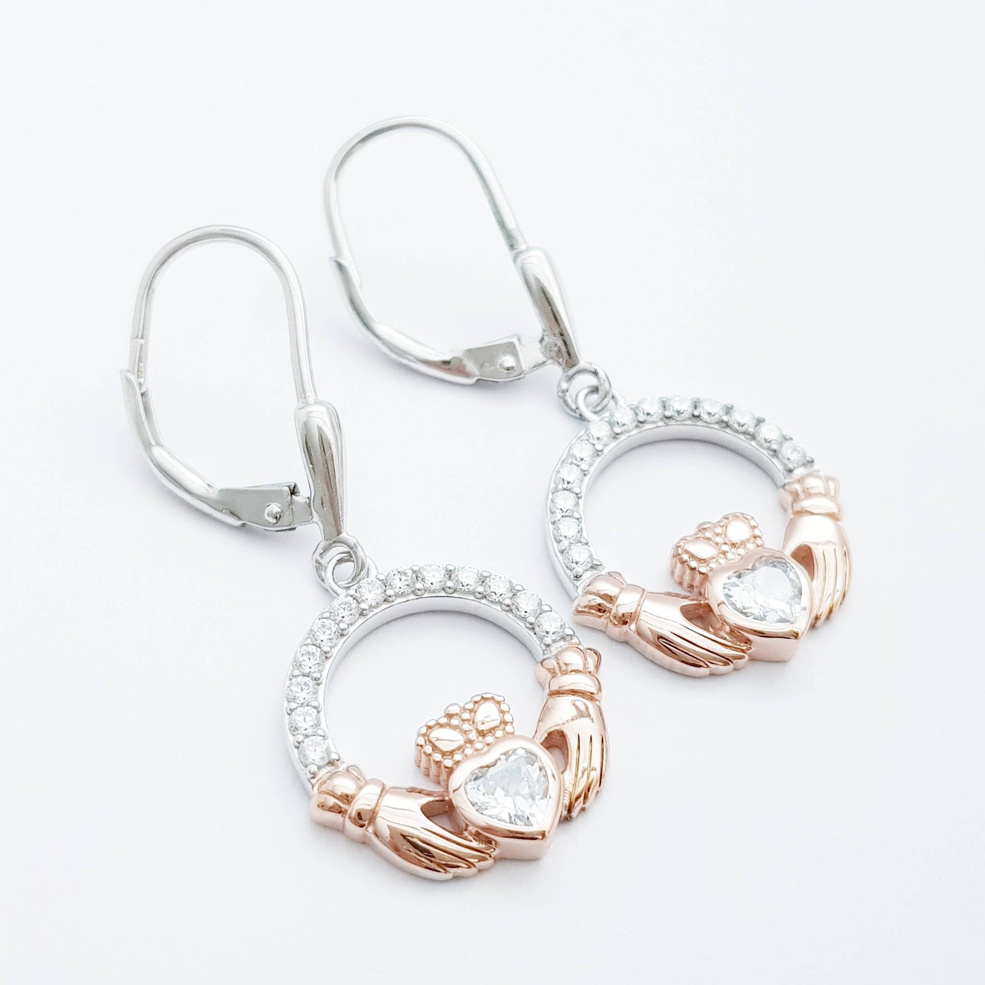 Claddagh Earrings, Silver Claddagh Earrings, Claddagh drop Earrings