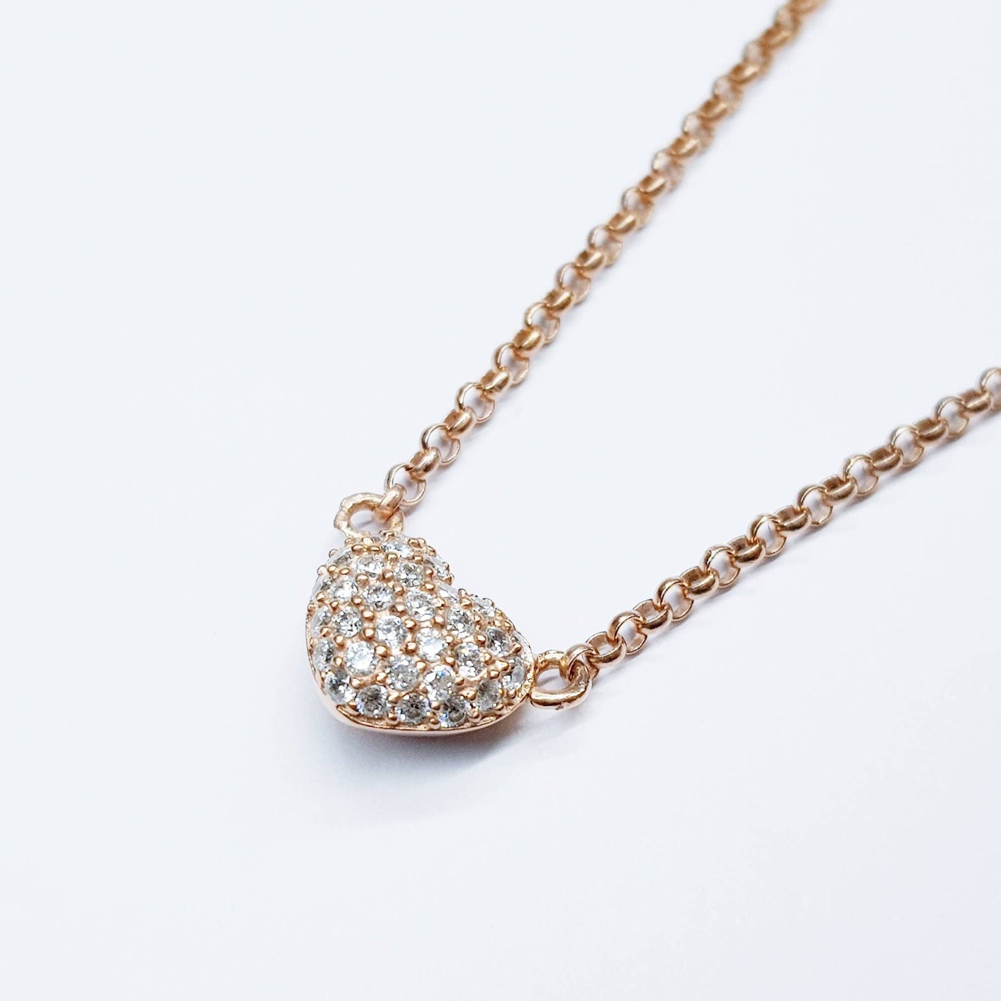 Small heart necklace, rose gold plated sterling silver heart pendant