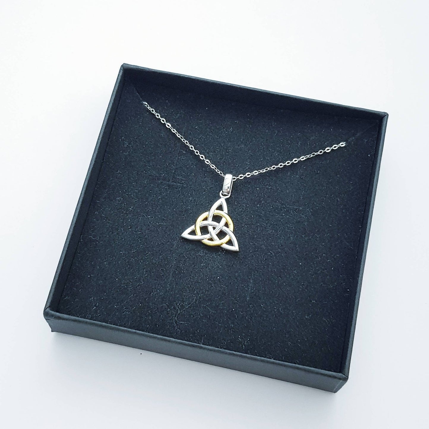 Sterling Silver Celtic Pendant, Double sided celtic necklace, triquetra pendant