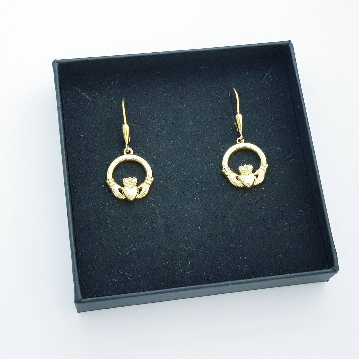 Claddagh Earrings, Silver Claddagh Earrings, Gold Claddagh drop Earrings