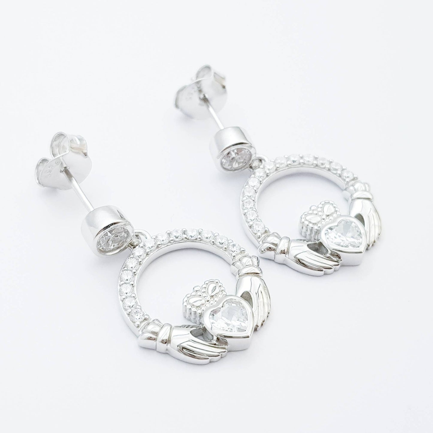 Claddagh Earrings, Silver Claddagh Earrings, Claddagh drop Earrings