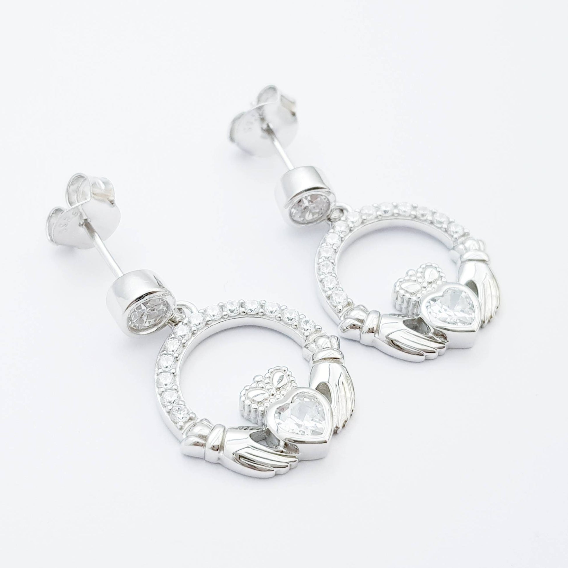 Claddagh Earrings, Silver Claddagh Earrings, Claddagh drop Earrings