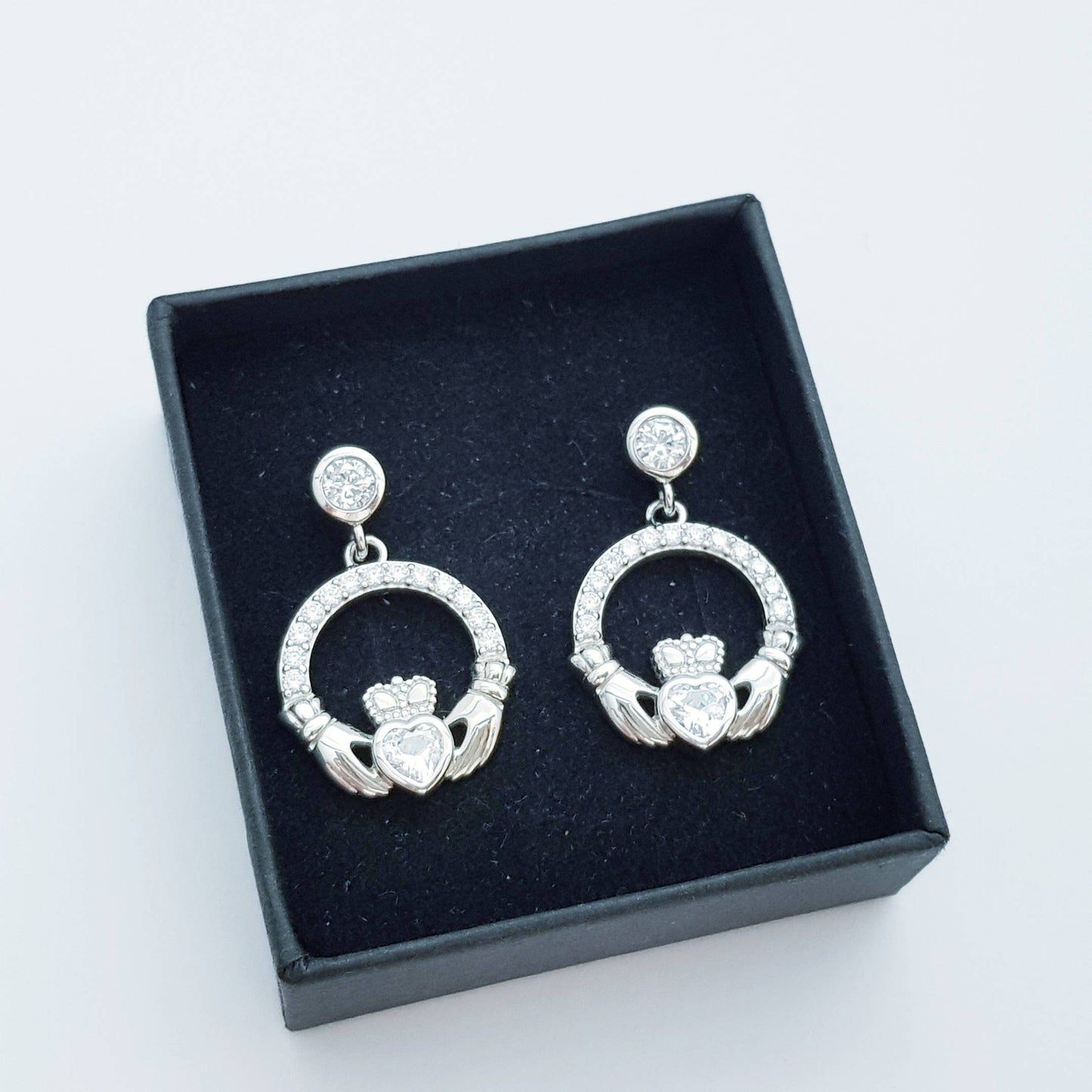 Claddagh Earrings, Silver Claddagh Earrings, Claddagh drop Earrings