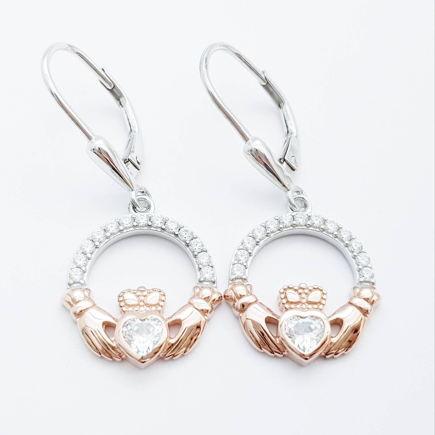 Claddagh Earrings, Silver Claddagh Earrings, Claddagh drop Earrings