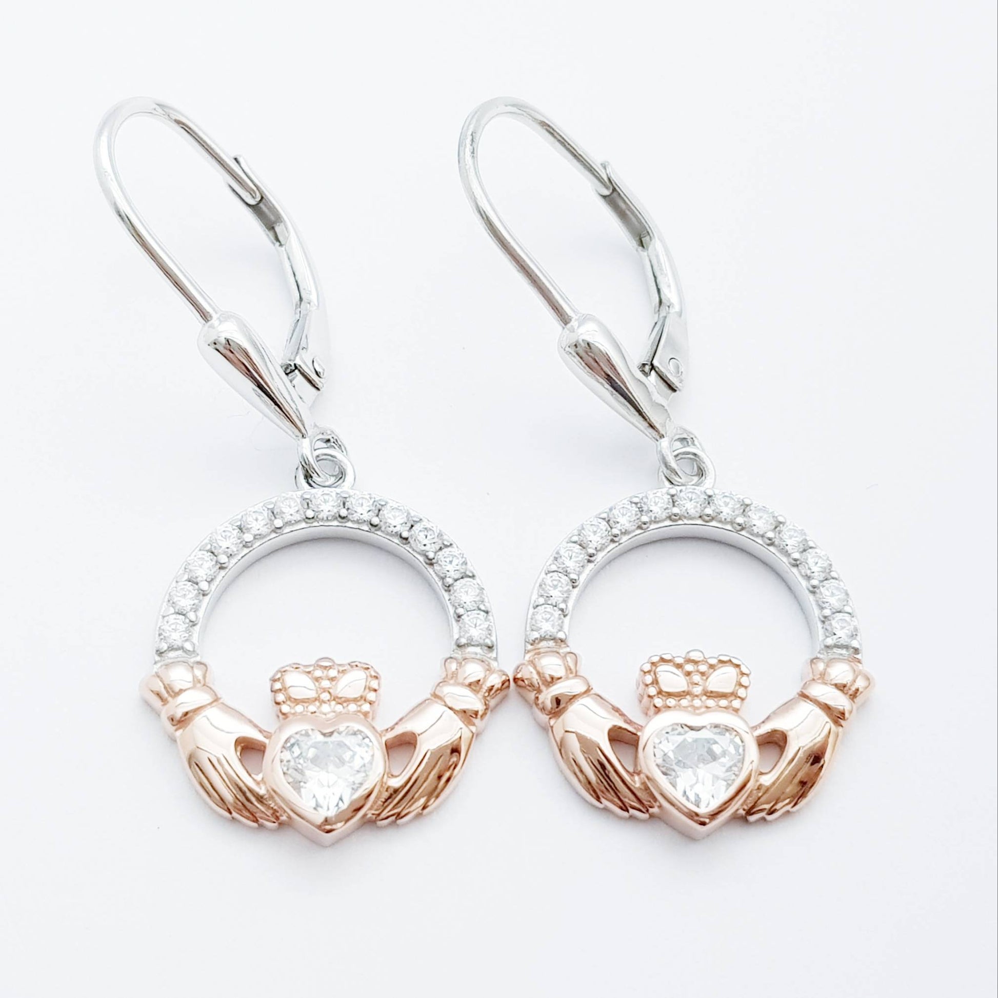 Claddagh Earrings, Silver Claddagh Earrings, Claddagh drop Earrings