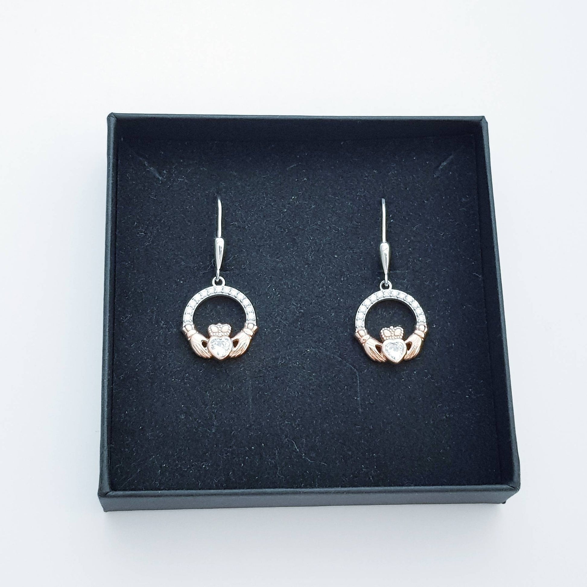 Claddagh Earrings, Silver Claddagh Earrings, Claddagh drop Earrings