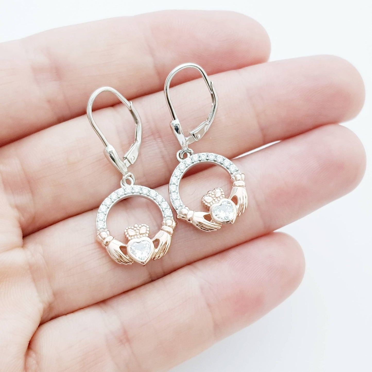 Claddagh Earrings, Silver Claddagh Earrings, Claddagh drop Earrings