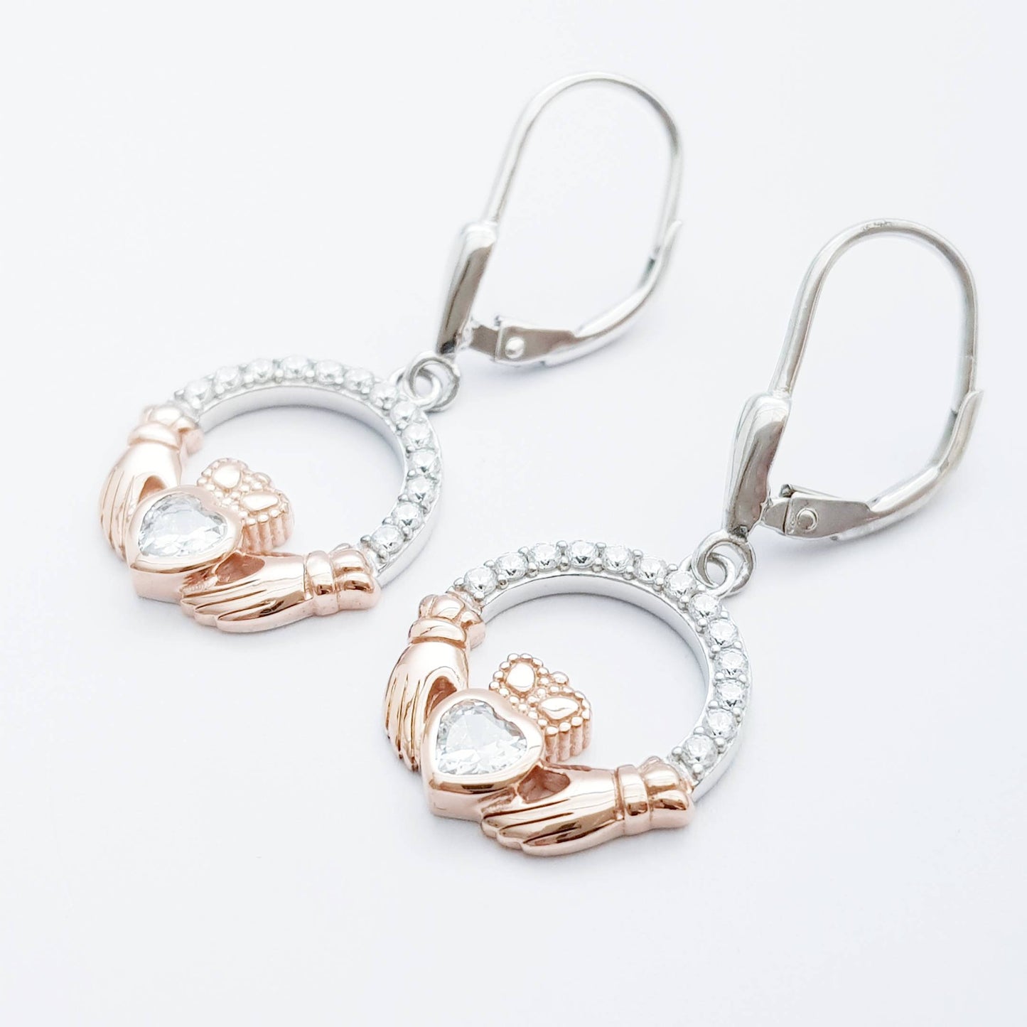 Claddagh Earrings, Silver Claddagh Earrings, Claddagh drop Earrings