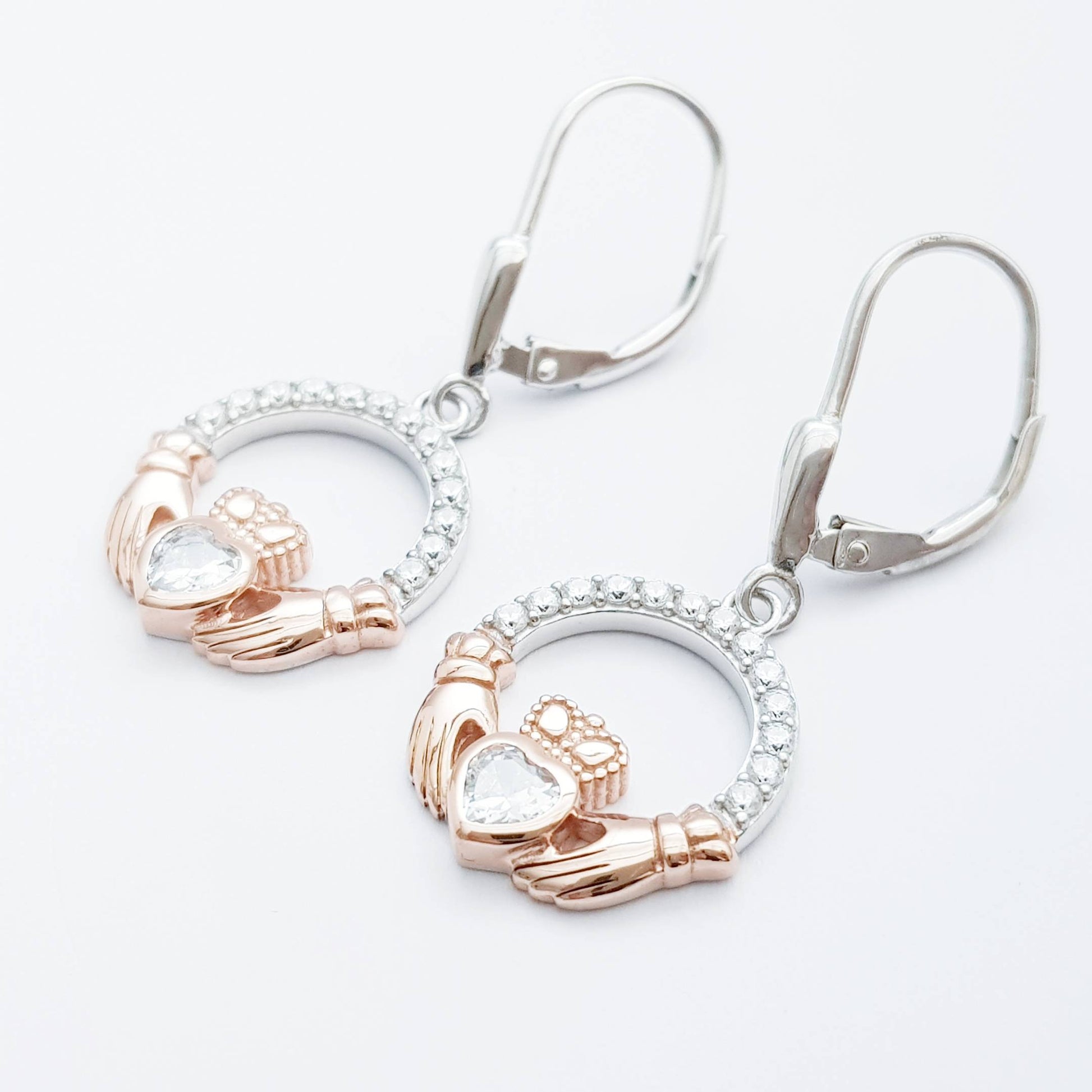 Claddagh Earrings, Silver Claddagh Earrings, Claddagh drop Earrings