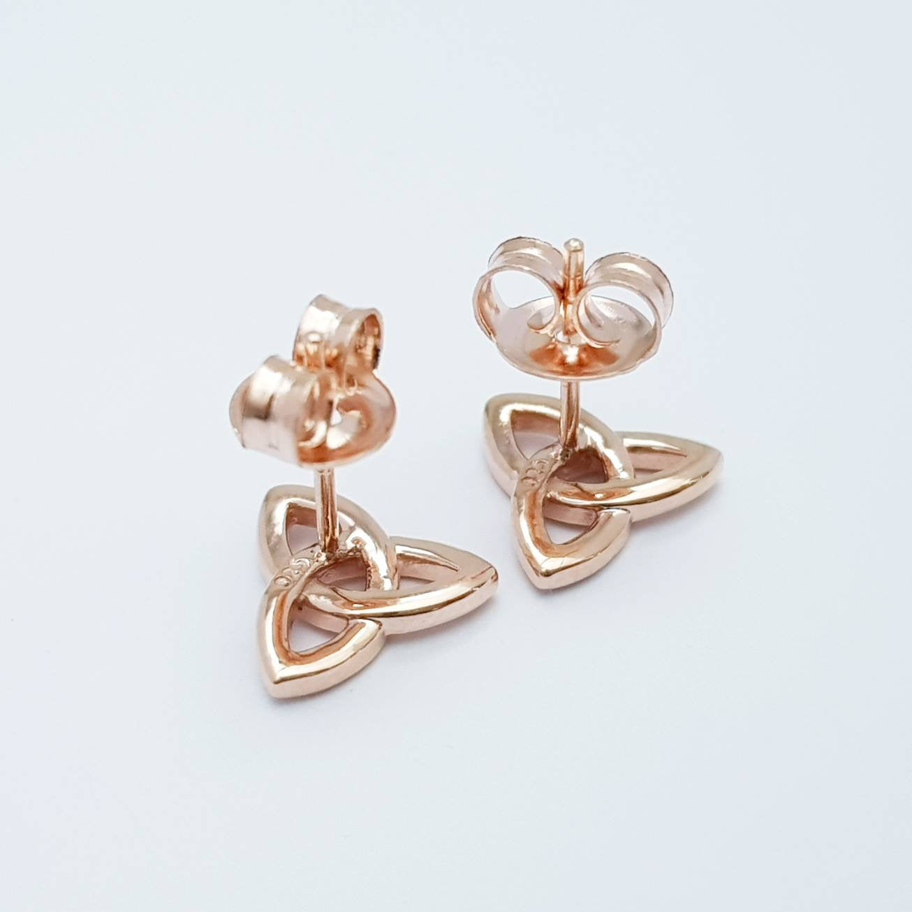 Minimal Celtic knot Earrings, rose gold Celtic studs, trinity knot stud earrings