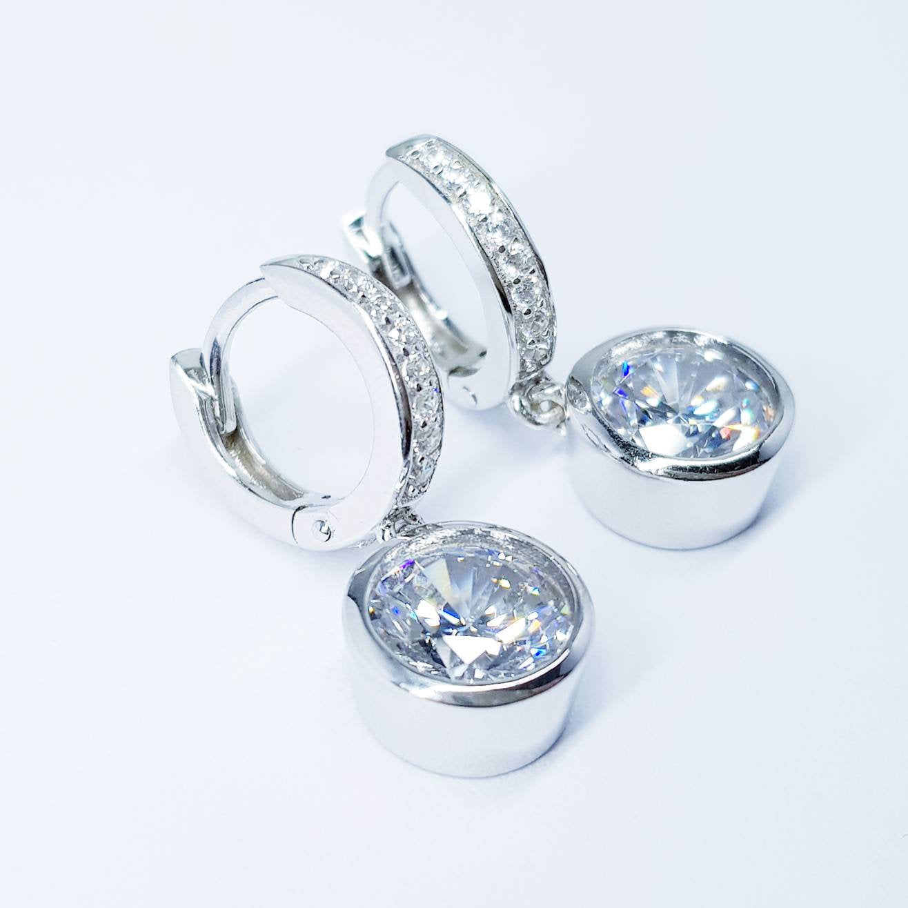 Drop and dangle hoop earrings, hoop earrings, classic fabric diamond earrings, elegant gift for women