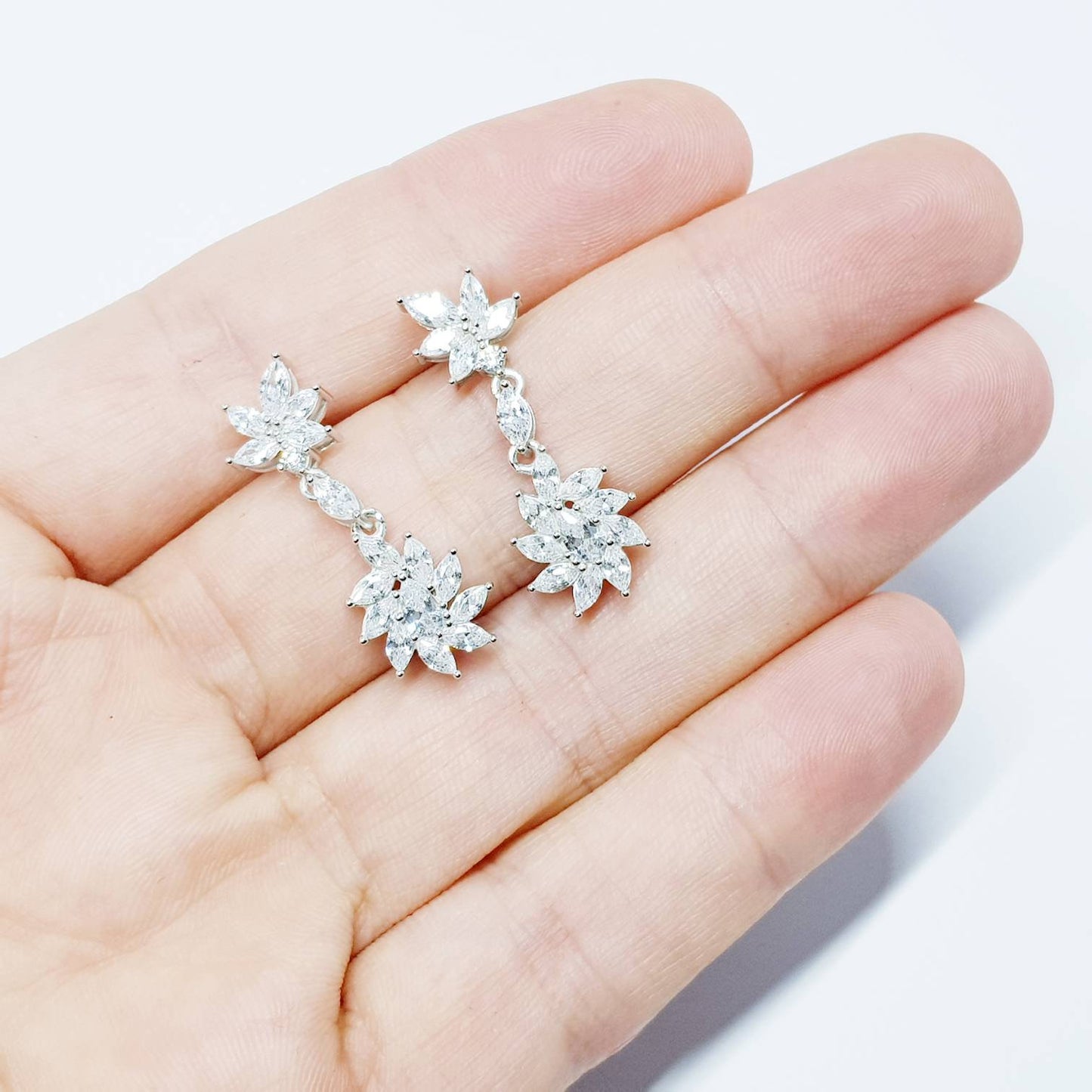 Bridal Diamond Earrings, chandelier Earrings, vintage drop Earrings,