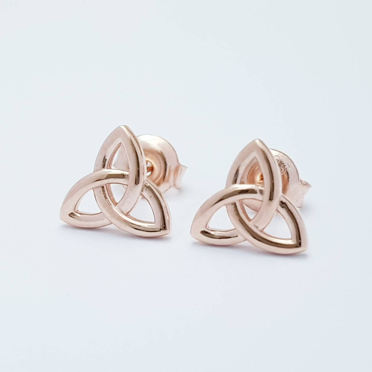 Minimal Celtic knot Earrings, rose gold Celtic studs, trinity knot stud earrings