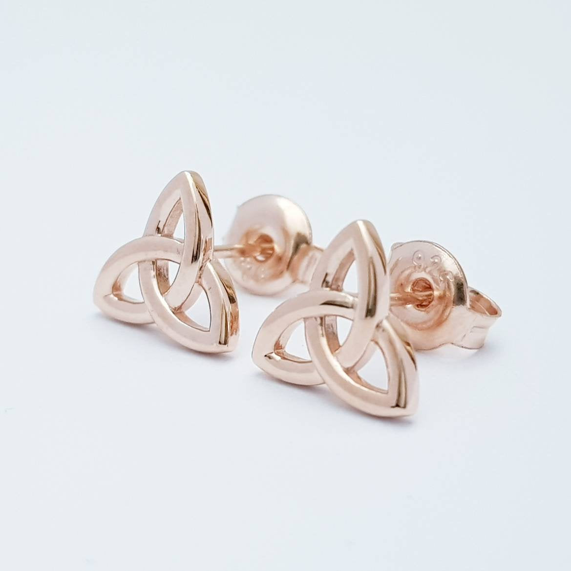 Minimal Celtic knot Earrings, rose gold Celtic studs, trinity knot stud earrings