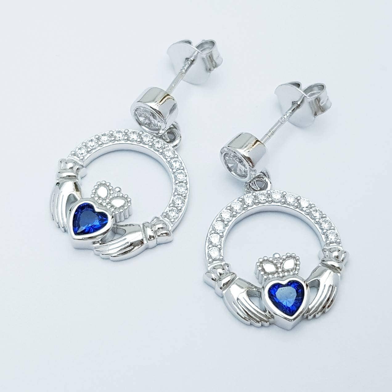 Claddagh Earrings, Silver Claddagh Earrings, Claddagh drop Earrings