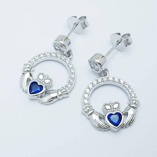 Claddagh Earrings, Silver Claddagh Earrings, Claddagh drop Earrings
